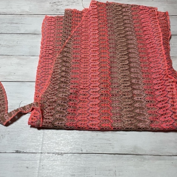 Becca by Rebecca Virtue CORAL MULTI Neon Crochet Swim Cover-Up M/L swim dress - Picture 7 of 7